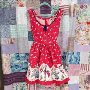 Tatyana Pink Sleeveless Folk Dance Print Romper with Navy Trim